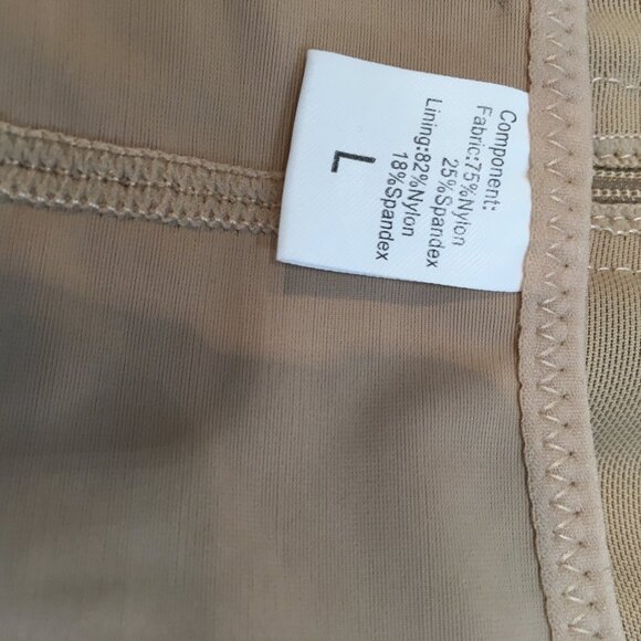 sz l nude open bust mid thigh bodysuit shapewear latch hook front zip bottom - Picture 7 of 7